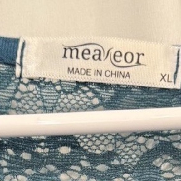 Mea Veaor Teal Lace Back Cowl Neck Sleeveless Tank Top Womens Blouse Sz XL - Picture 2 of 6